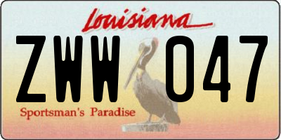 LA license plate ZWW047