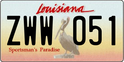 LA license plate ZWW051