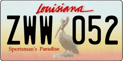 LA license plate ZWW052