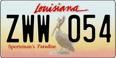 LA license plate ZWW054