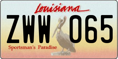 LA license plate ZWW065