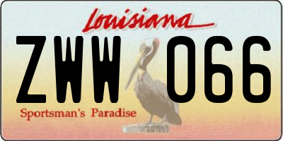 LA license plate ZWW066