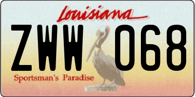 LA license plate ZWW068