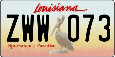 LA license plate ZWW073