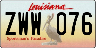 LA license plate ZWW076