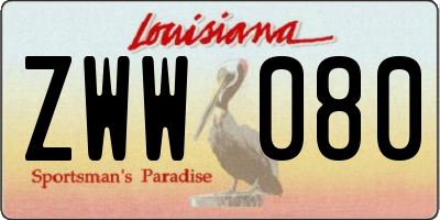 LA license plate ZWW080