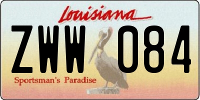 LA license plate ZWW084