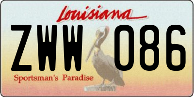 LA license plate ZWW086