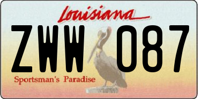 LA license plate ZWW087