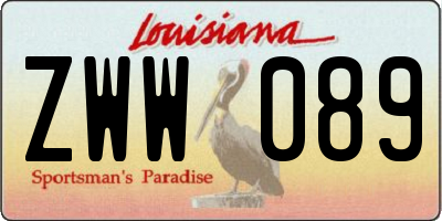 LA license plate ZWW089