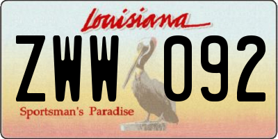 LA license plate ZWW092