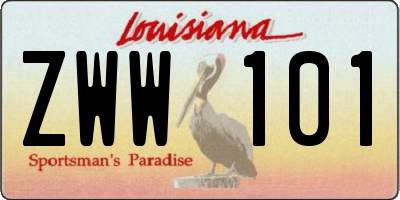 LA license plate ZWW101