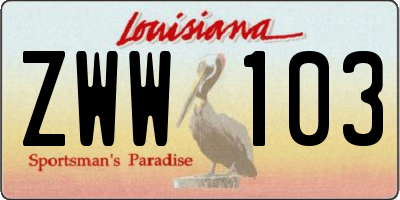 LA license plate ZWW103