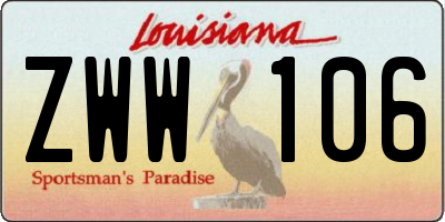 LA license plate ZWW106