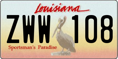 LA license plate ZWW108