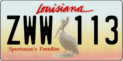 LA license plate ZWW113