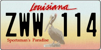 LA license plate ZWW114