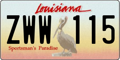 LA license plate ZWW115