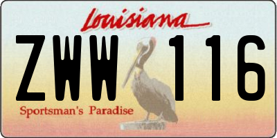 LA license plate ZWW116