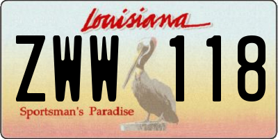 LA license plate ZWW118