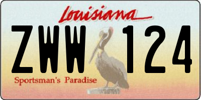 LA license plate ZWW124