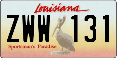 LA license plate ZWW131