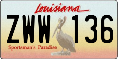 LA license plate ZWW136