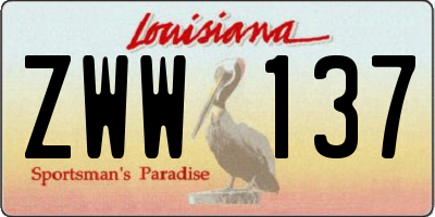 LA license plate ZWW137