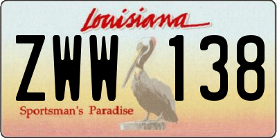 LA license plate ZWW138