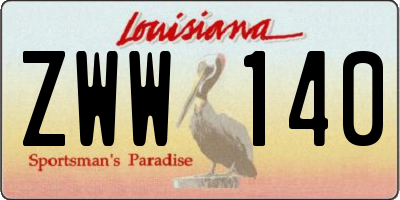 LA license plate ZWW140