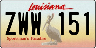 LA license plate ZWW151