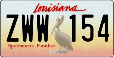 LA license plate ZWW154