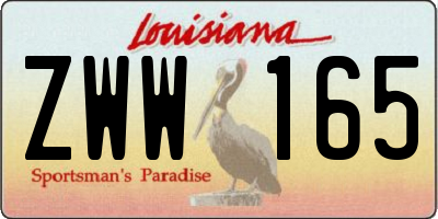LA license plate ZWW165