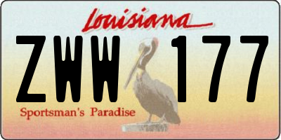 LA license plate ZWW177