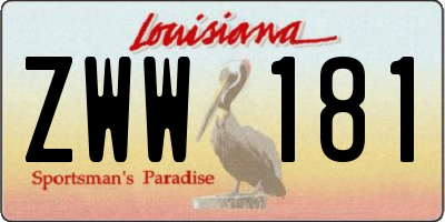 LA license plate ZWW181