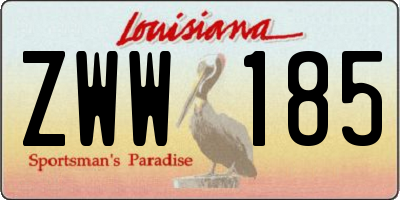 LA license plate ZWW185