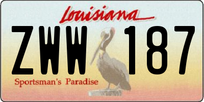 LA license plate ZWW187