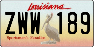 LA license plate ZWW189