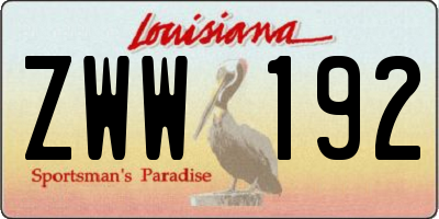 LA license plate ZWW192