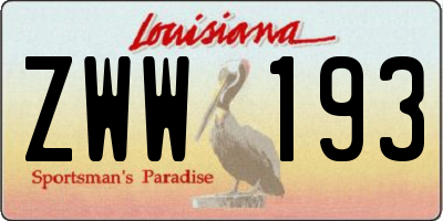 LA license plate ZWW193