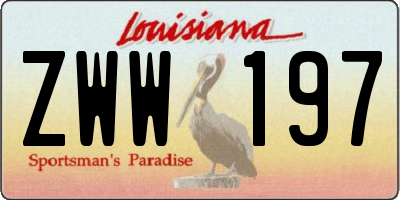 LA license plate ZWW197