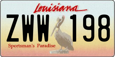 LA license plate ZWW198