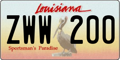 LA license plate ZWW200