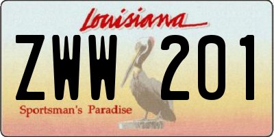 LA license plate ZWW201