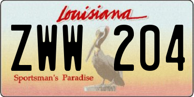 LA license plate ZWW204