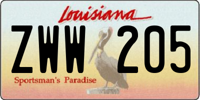 LA license plate ZWW205