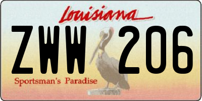 LA license plate ZWW206