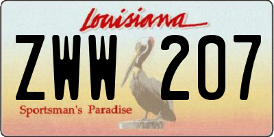 LA license plate ZWW207