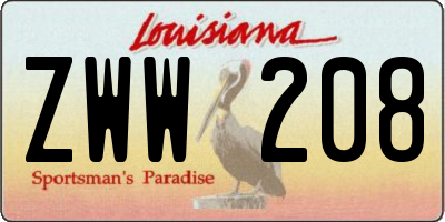 LA license plate ZWW208