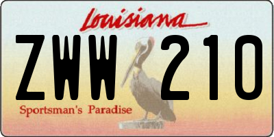 LA license plate ZWW210